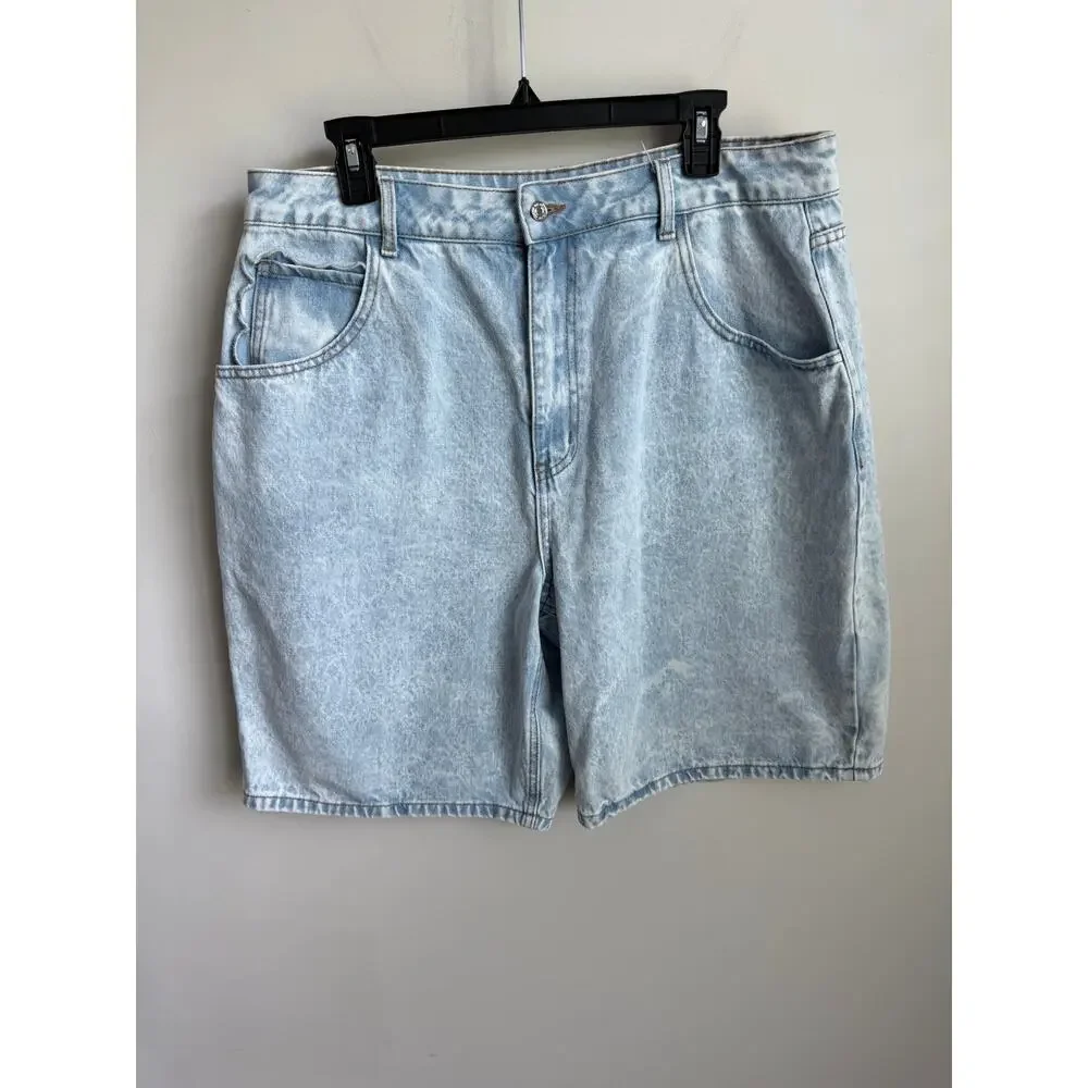 Never Fully Dressed High Waisted Light Denim Bermuda Short Scalloped Pocketd 12